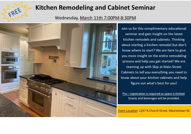 Kitchen remodeling and Cabinet Seminar flyer